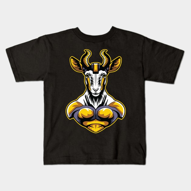 Goat cyborg illustration Kids T-Shirt by OVA